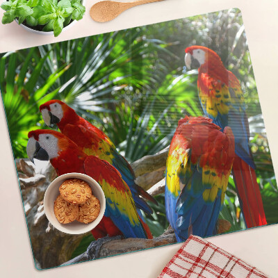 Tocător sticlă Papagali într-un cadru tropical