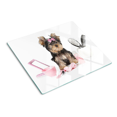 Tocător de bucătărie Yorkshire Terrier cu accesorii de îngrijire