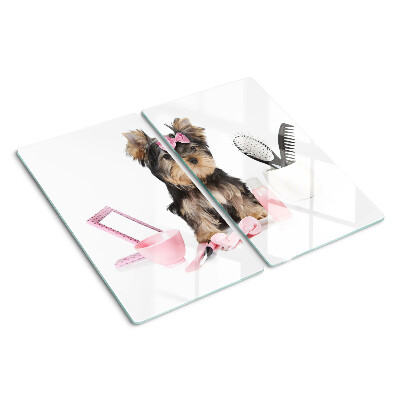 Tocător de bucătărie Yorkshire Terrier cu accesorii de îngrijire
