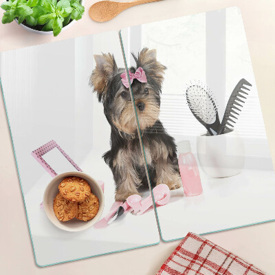 Tocător de bucătărie Yorkshire Terrier cu accesorii de îngrijire