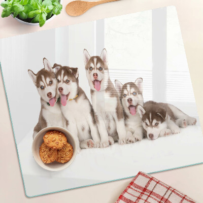 Tocător sticlă Căței husky