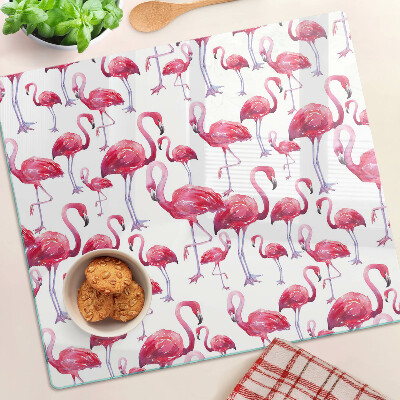 Tocător sticlă Flamingo pe fundal alb