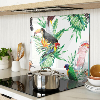 Tocător sticlă Păsări tropicale și frunze
