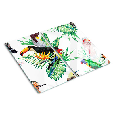 Tocător sticlă Păsări tropicale și frunze