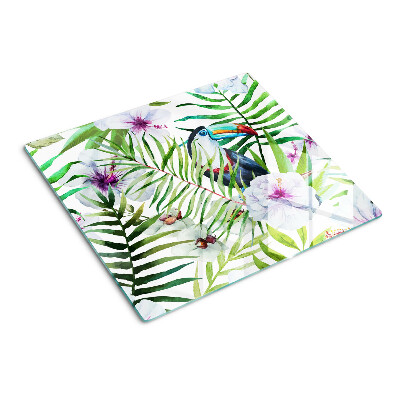 Tocător sticlă Motiv tropical cu păsări și plante