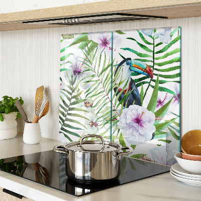 Tocător sticlă Motiv tropical cu păsări și plante