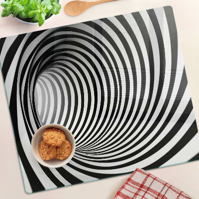 Tocător sticlă Model spiralat în nuanțe de alb și negru