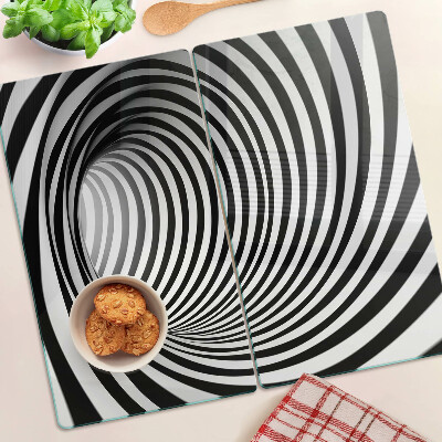 Tocător sticlă Model spiralat în nuanțe de alb și negru