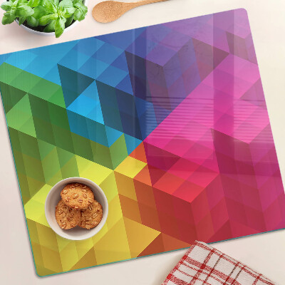 Tocător sticlă Geometrie colorată în triunghiuri