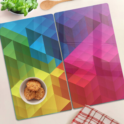 Tocător sticlă Geometrie colorată în triunghiuri