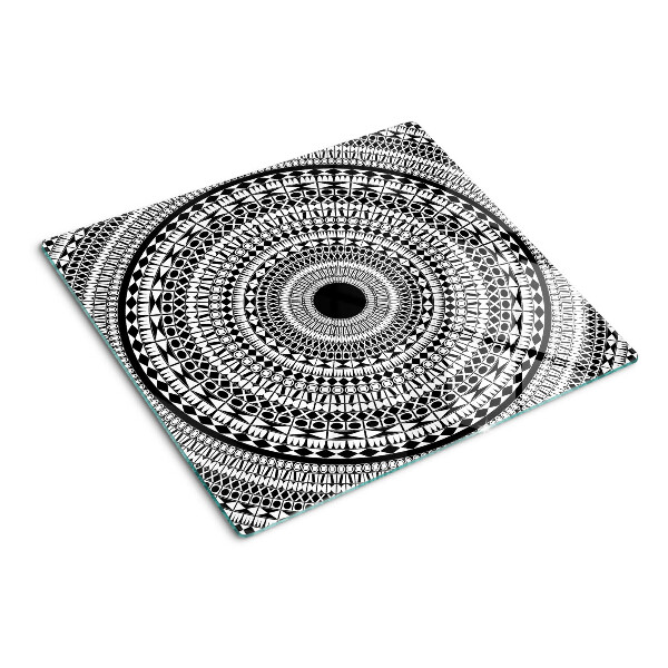 Tocător de bucătărie Mandala în nuanțe de alb și negru