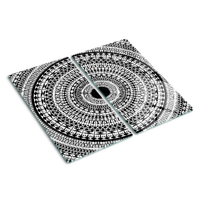 Tocător de bucătărie Mandala în nuanțe de alb și negru