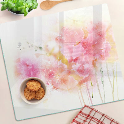 Tocător de bucătărie Acuarele florale în culori pastelate