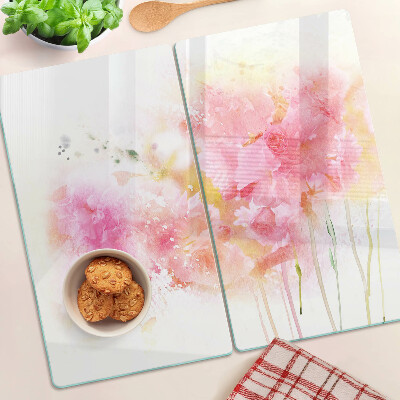 Tocător de bucătărie Acuarele florale în culori pastelate
