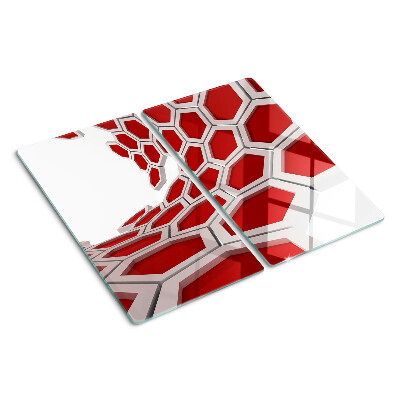 Tocător de bucătărie Motiv hexagonal în nuanțe de roșu