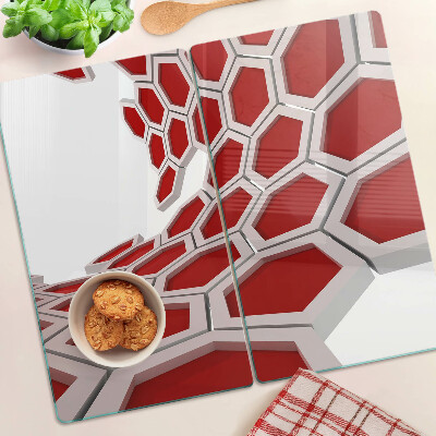 Tocător de bucătărie Motiv hexagonal în nuanțe de roșu
