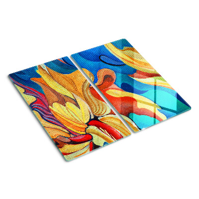 Tocător sticlă Flori colorate pe un fundal abstract