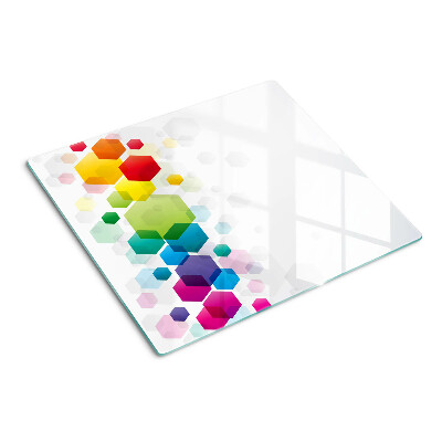 Tocător sticlă Hexagone colorate pe fundal
