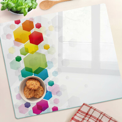 Tocător sticlă Hexagone colorate pe fundal