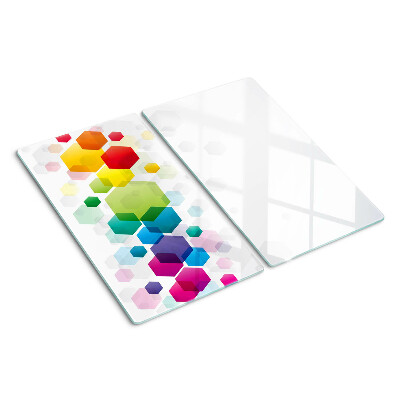 Tocător sticlă Hexagone colorate pe fundal