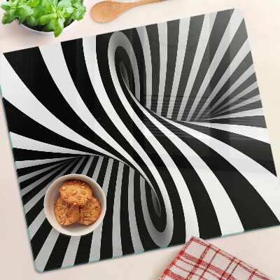 Tocător sticlă Model spiralat alb-negru
