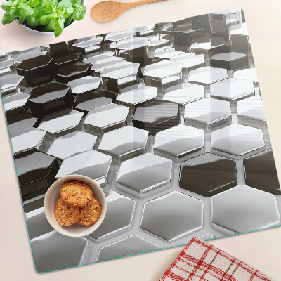 Tocător sticlă Structuri hexagonale în nuanțe de gri