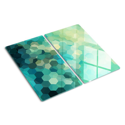 Tocător sticlă Hexagone geometrice în nuanțe de albastru
