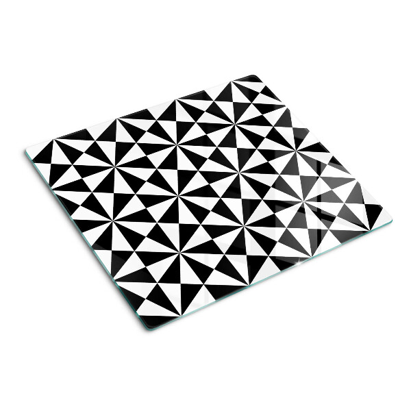 Tocător sticlă Triunghiuri geometrice în alb și negru