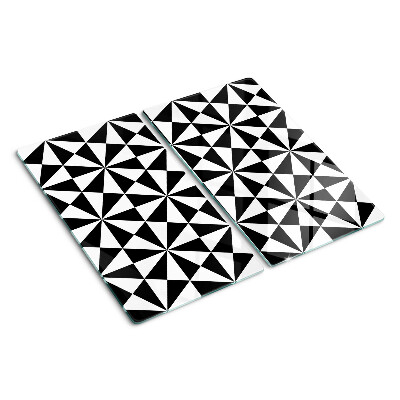 Tocător sticlă Triunghiuri geometrice în alb și negru