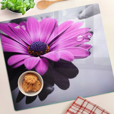 Tocător sticlă Floare violetă cu picături de apă