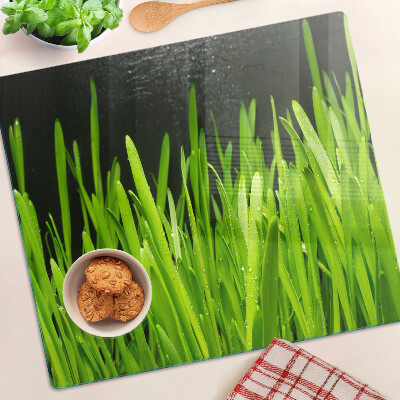 Tocător de bucătărie Iarbă verde cu picături de apă
