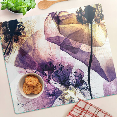 Tocător de bucătărie Flori în nuanțe de violet și galben