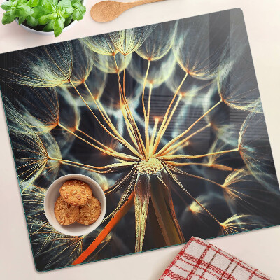 Tocător de bucătărie Păpădii în macrofotografie