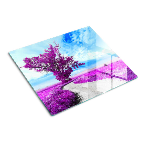 Tocător sticlă Copac violet pe cer