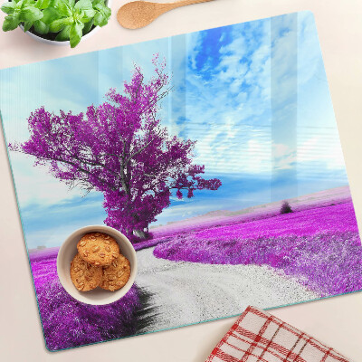 Tocător sticlă Copac violet pe cer