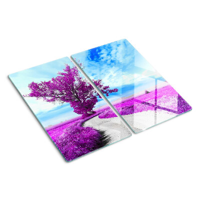 Tocător sticlă Copac violet pe cer