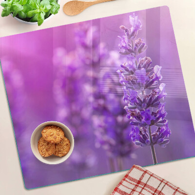 Tocător sticlă Flori de lavandă pe un fundal violet