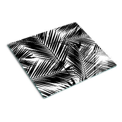 Tocător sticlă Frunze de palmier în alb și negru
