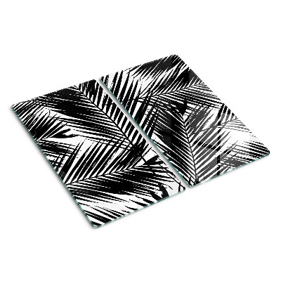 Tocător sticlă Frunze de palmier în alb și negru
