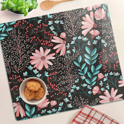 Tocător de bucătărie Model floral pe un fundal închis