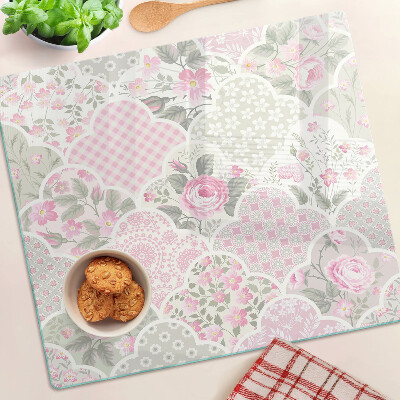 Tocător sticlă Model floral în nuanțe pastelate