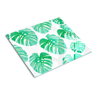 Tocător sticlă Frunze de Monstera pe fundal alb