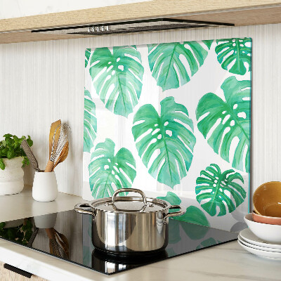 Tocător sticlă Frunze de Monstera pe fundal alb