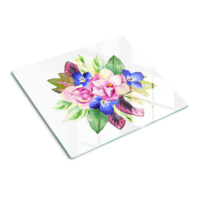 Tocător de bucătărie Model floral cu flori roz și albastre