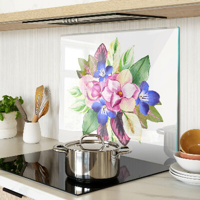 Tocător de bucătărie Model floral cu flori roz și albastre