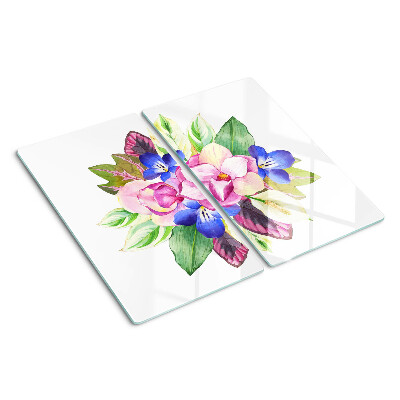 Tocător de bucătărie Model floral cu flori roz și albastre