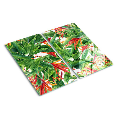Tocător sticlă Frunze și flori tropicale