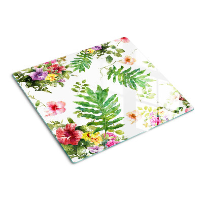 Tocător sticlă Model floral cu frunze