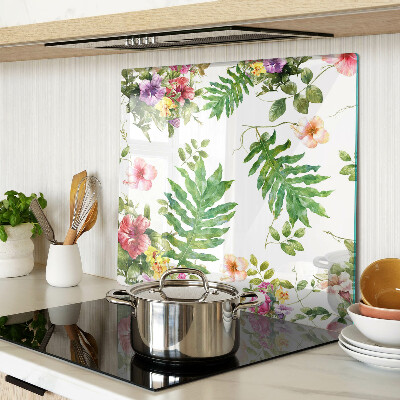 Tocător sticlă Model floral cu frunze
