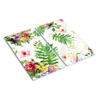 Tocător sticlă Model floral cu frunze